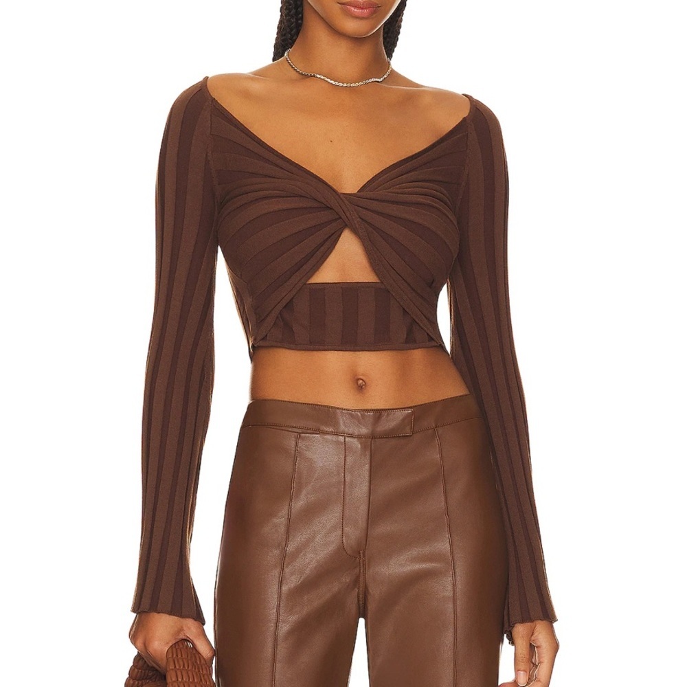 nwt SOVERE Radiant Knit Top in Carob Brown